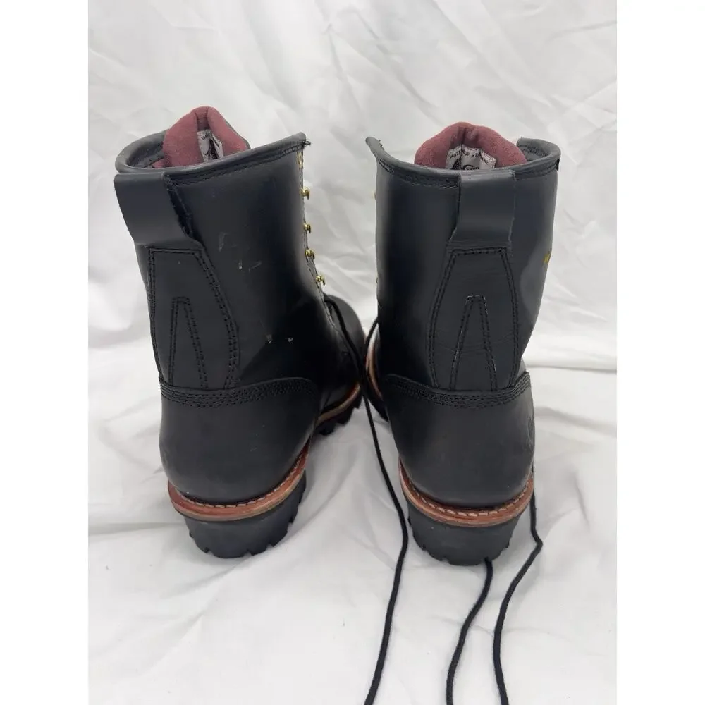 Chippewa Baldor 8in Logger Work Boot Leather Black Oiled 9W